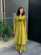 Olive Noor Chikankari Kurta Palazzo Set